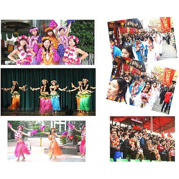 Hawaiian Hula Leis Dance Garland Artificial Flowers Neck Loop Luau Party Costume - Picture 6 of 7